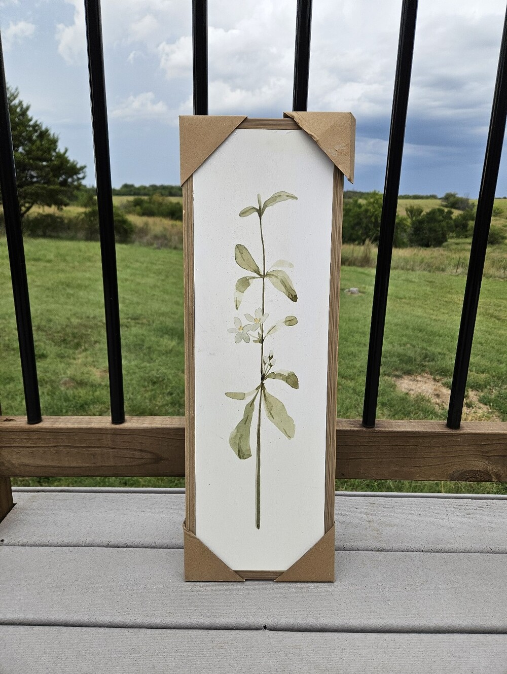 Vintage Botanical Framed Wood Wall Art Budding Floral Leaf Print Farmhouse Boho